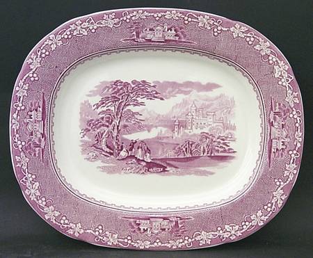 Jenny Lind Pink (Off White Background) 11" Oval Serving Platter