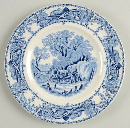 Rural Scenes Blue (Round) Bread & Butter Plate