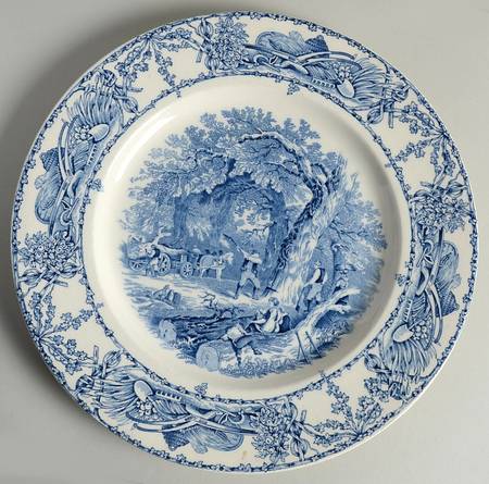 Rural Scenes Blue (Round) by Arthur J Wilkinson