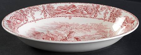 Rural Scenes Red (Round) 10" Oval Vegetable Bowl