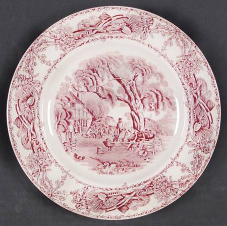 Rural Scenes Red (Round) Salad Plate