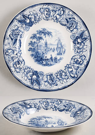 Safe Harbour Blue (White Background) Rim Soup Bowl