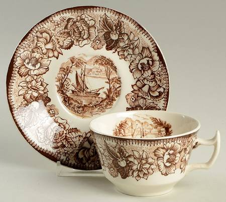 Safe Harbour Brown Flat Cup & Saucer Set