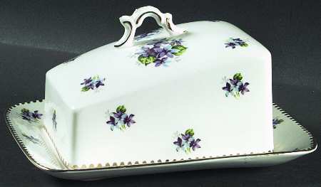 Sweet Violets Cheese Dish with Lid (Wedge)