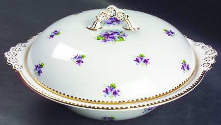 Sweet Violets Round Covered Vegetable