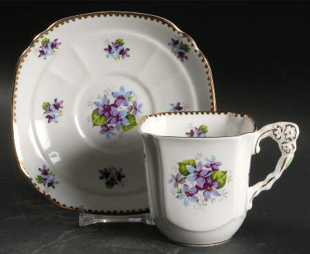 Sweet Violets Flat Cup & Saucer Set