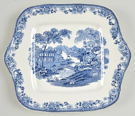 Tonquin Blue Square Handled Cake Plate