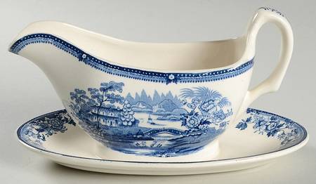Tonquin Blue Gravy Boat with Attached Underplate