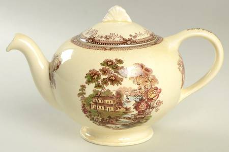 Tonquin Brown Multicolor (Cream) Teapot & Lid
