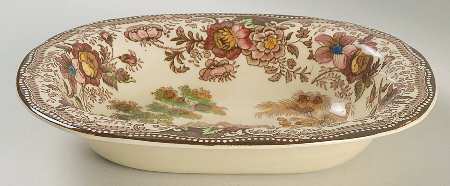 Tonquin Brown Multicolor (Cream) 9" Oval Vegetable Bowl