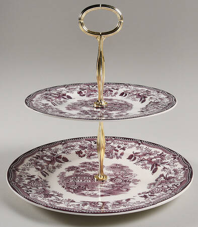 Tonquin Plum 6 5/8"-10"  2 Tiered Serving Tray (Dp, Sp) HC
