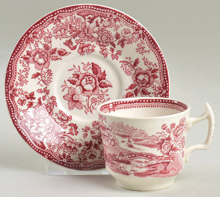 Tonquin Red Pink Flat Demitasse Cup & Saucer Set