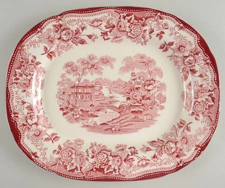 Tonquin Red Pink 13" Oval Serving Platter
