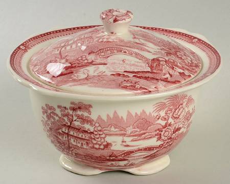 Tonquin Red Pink Sugar Bowl & Lid