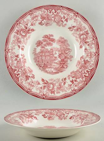 Tonquin Red Pink Large Rim Soup Bowl