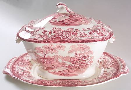 Tonquin Red Pink Tureen & Lid w/Underplate