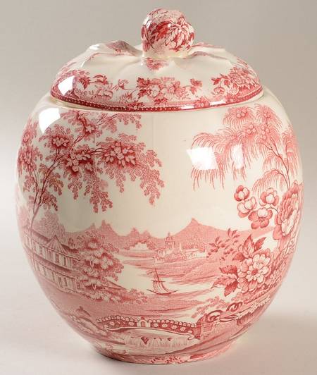 Tonquin Red Pink Cookie Jar & Lid