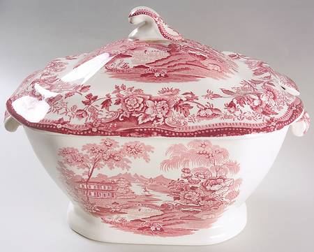 Tonquin Red Pink Oval Tureen & Lid
