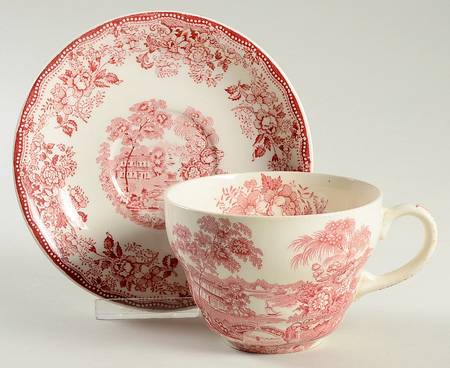 Tonquin Red Pink Breakfast Cup & Saucer Set