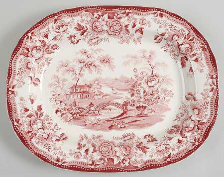 Tonquin Red Pink 15" Oval Serving Platter