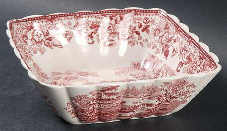 Tonquin Red Pink 6" Square Vegetable Bowl