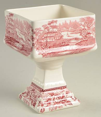 Tonquin Red Pink Pedistal Wedding Bowl No Lid