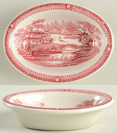 Tonquin Red Pink Oval Fruit/Dessert Bowl