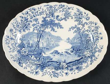 Waterfall blue 12" Oval Serving Platter