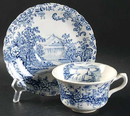 Waterfall blue Flat Cup & Saucer Set