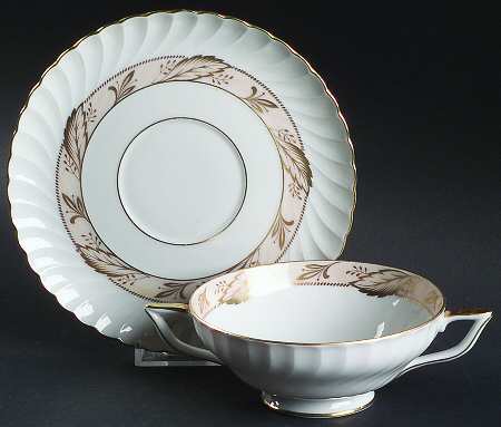 Coronet Footed Cream Soup Bowl & Saucer Set by Royal Tettau
