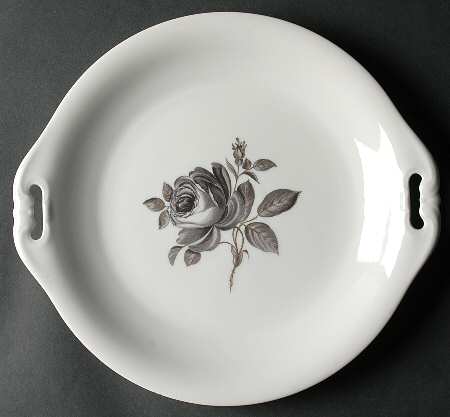 Black Rose Handled Cake Plate