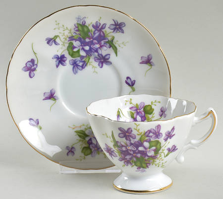 Spring Violets Footed Cup & Saucer Set