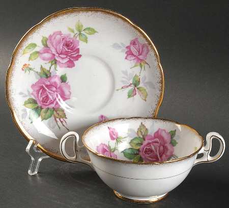 Berkeley Rose Footed Cream Soup Bowl & Saucer Set