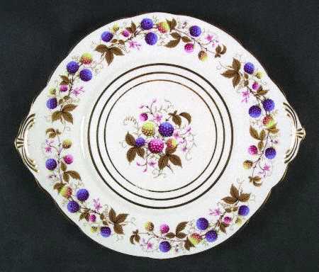 Golden Bramble (3 Gold Lines) Handled Cake Plate