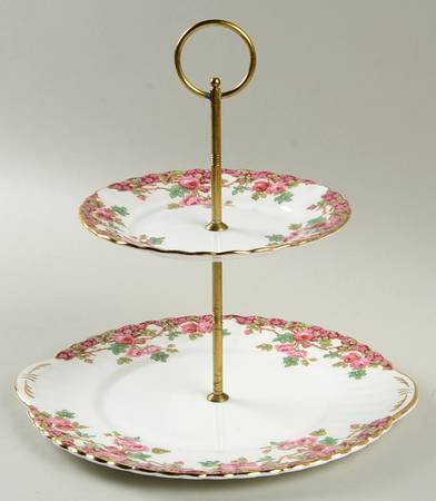 Olde English Garden Red 2 Tiered Serving Tray (Dinner & Salad Plate)