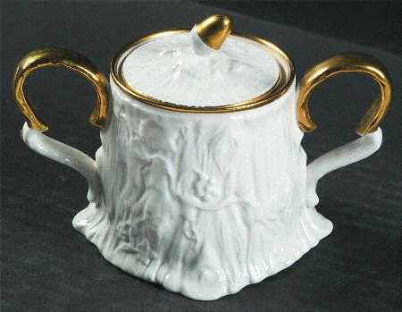 Old English Oak Gold Sugar Bowl & Lid