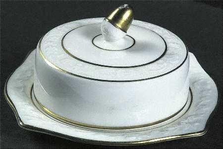 Old English Oak Gold Round Covered Butter
