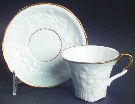 Old English Oak Gold Flat Demitasse Cup & Saucer Set