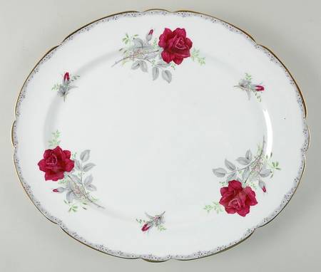 Roses To Remember (Scalloped) 15" Oval Serving Platter