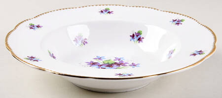 Sweet Violets (Not Embossed, Gold Drops Edge) Rim Soup Bowl