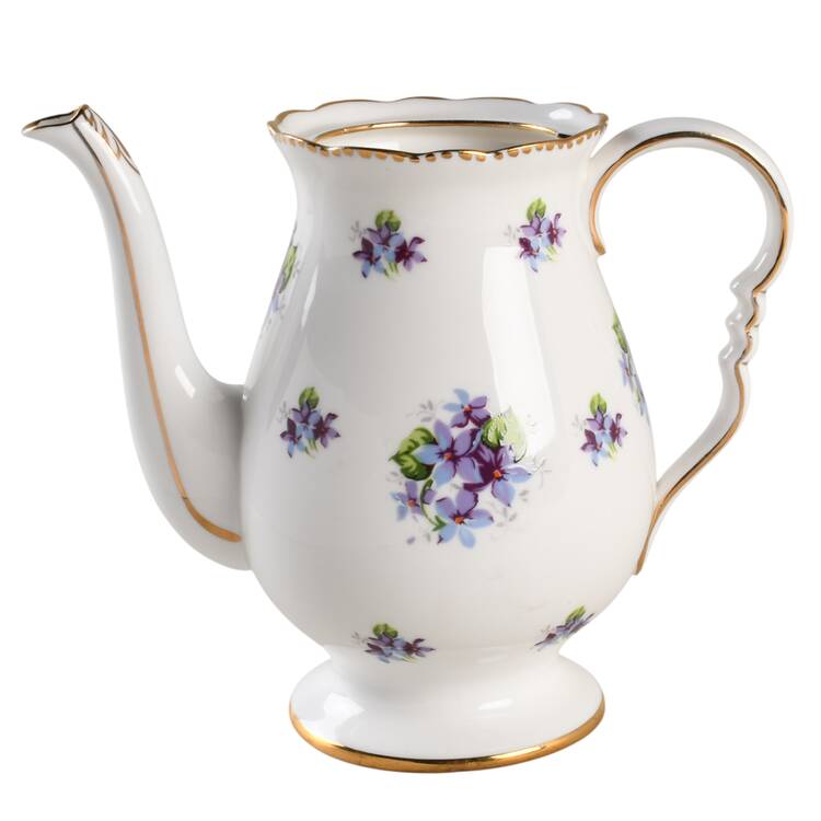 Sweet Violets (Not Embossed, Gold Drops Edge) Mini Coffee Pot No Lid