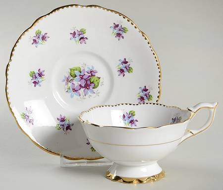 Sweet Violets (Not Embossed, Gold Drops Edge) Footed Cup & Saucer Set