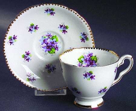 Sweet Violets (Not Embossed, Gold Drops Edge) Footed Cup & Saucer Set