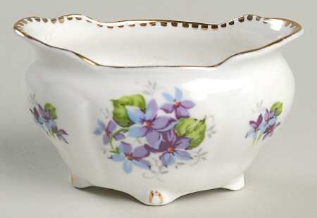 Sweet Violets (Not Embossed, Gold Drops Edge) Mini Open Sugar Bowl