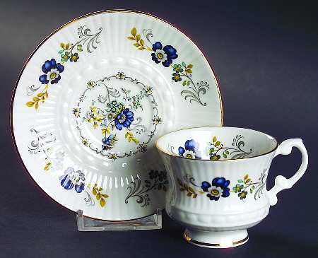 Blue Corn Flower Footed Demitasse Cup & Saucer Set