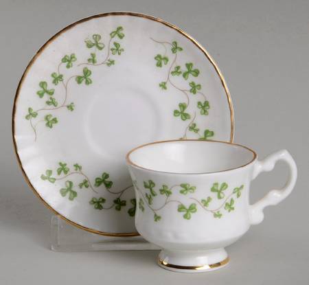 Trellis Shamrock (Ribbed, Fluted) Child's Cup & Saucer Set