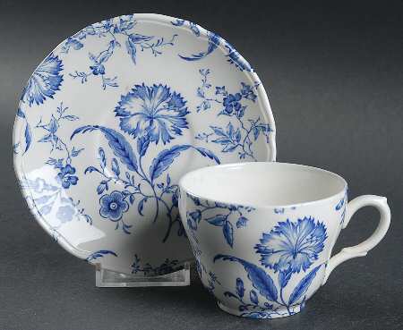 Wild Flower Blue Flat Cup & Saucer Set