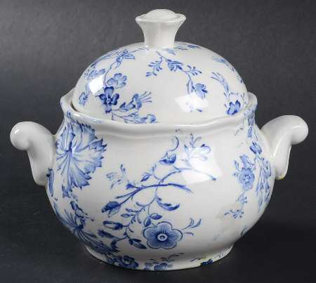 Wild Flower Blue Sugar Bowl & Lid