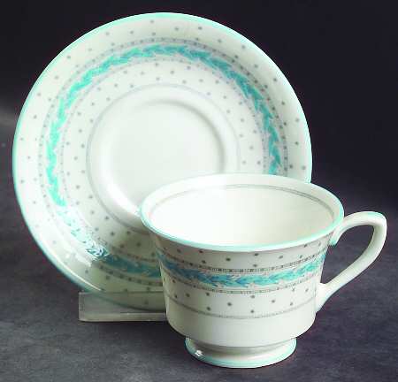Alpine Blue Turquoise Footed Demitasse Cup & Saucer Set