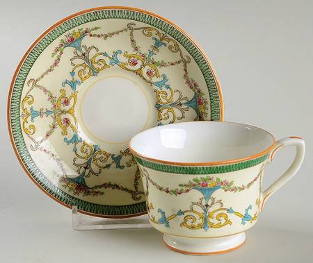 Bessborough Green Footed Demitasse Cup & Saucer Set